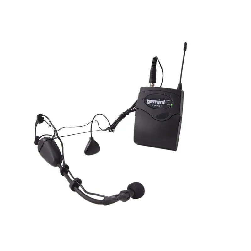 Gemini UHF-02HL Dual Channel Wireless System, Includes UHF Receiver, 2x Beltpack Transmitter and 2x Headset Lavalier Microphone