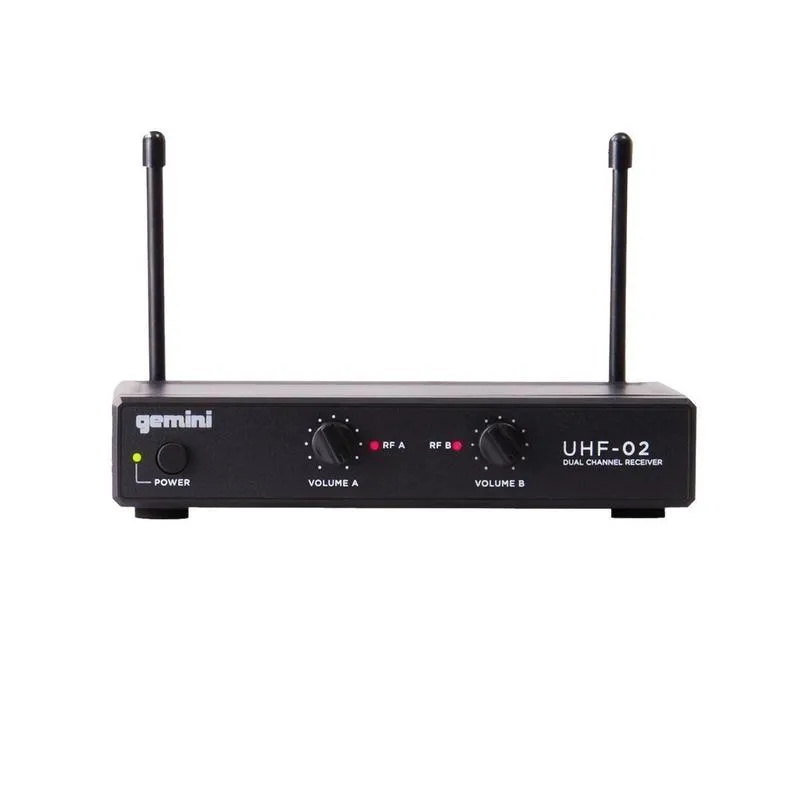 Gemini UHF-02M Dual Channel Wireless System, Includes UHF Receiver and 2x Handheld Microphone