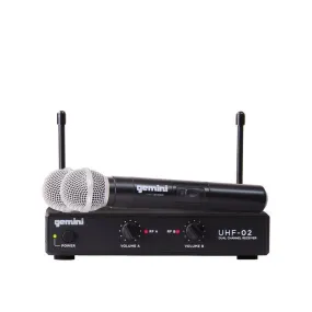 Gemini UHF-02M Dual Channel Wireless System, Includes UHF Receiver and 2x Handheld Microphone