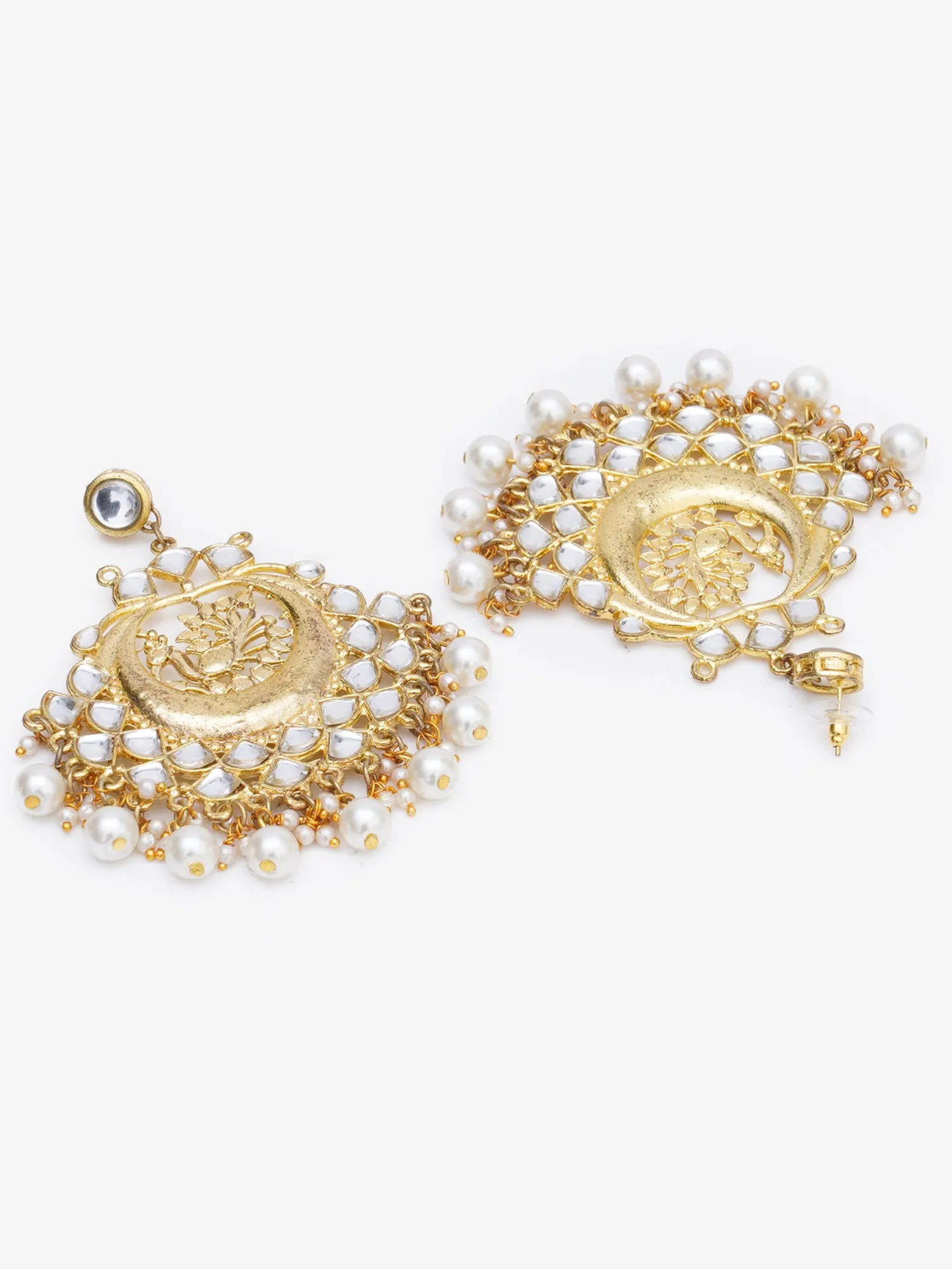 Gold Plated Pearl Beads Kundan Bridal Necklace Set