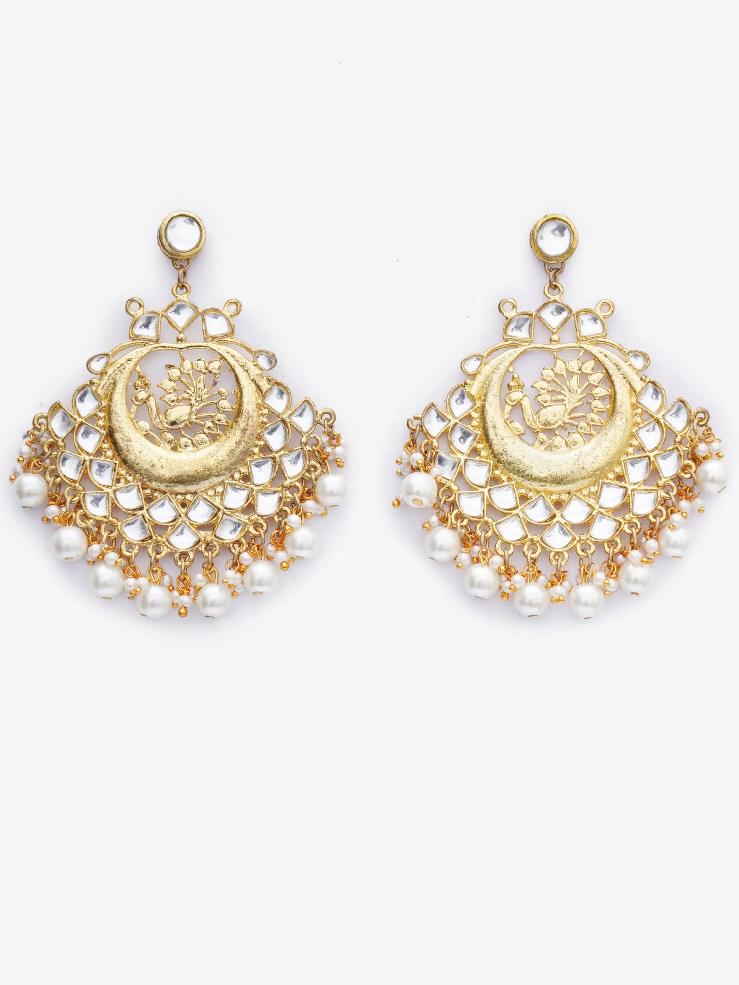 Gold Plated Pearl Beads Kundan Bridal Necklace Set