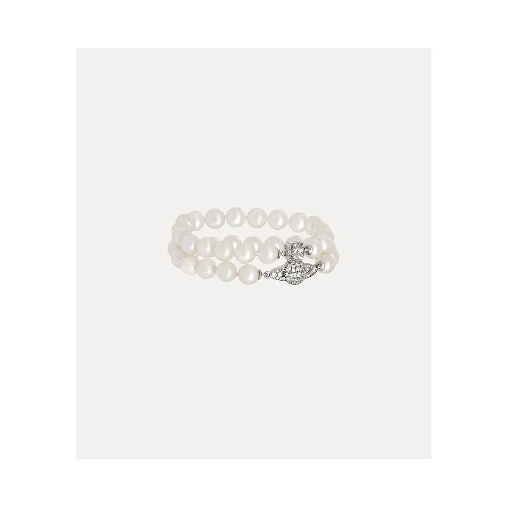 Graziella 2 Row Pearl Bracelet - Silver - 6103006A-02P132-IM-W1