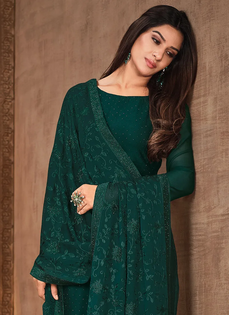 Green Crystal Stone Work Embellished Salwar Kameez