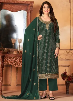 Green Embroidery Traditional Festive Salwar Kameez