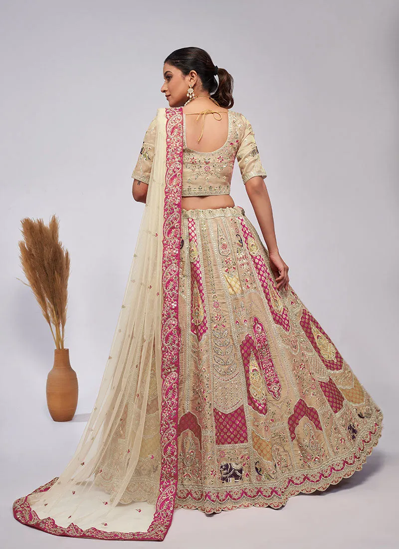 Ivory Multi Embroidery Wedding Lehenga Choli