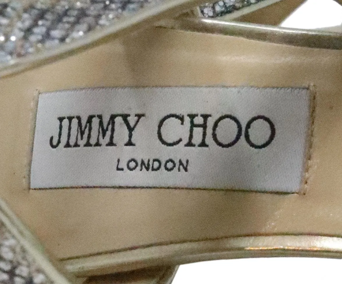 Jimmy Choo Silver & Gold Glitter Heels sz 7.5
