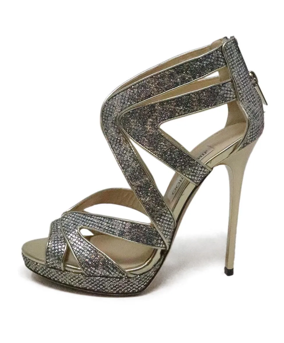 Jimmy Choo Silver & Gold Glitter Heels sz 7.5