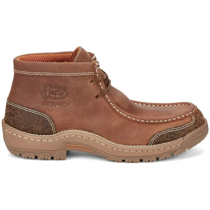 Justin Men's Crafton 4" Moc Toe WP Work Shoe -Brown- SE251