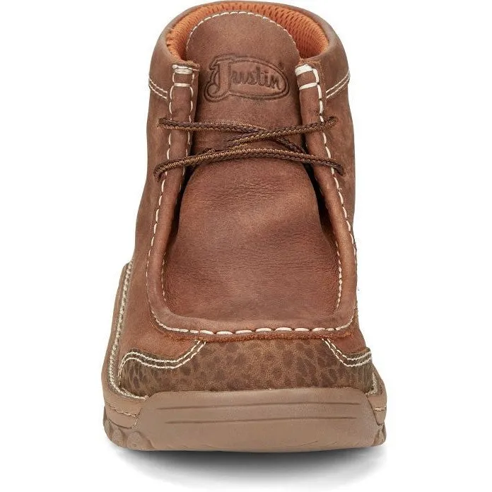 Justin Men's Crafton 4" Moc Toe WP Work Shoe -Brown- SE251