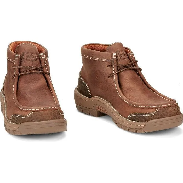 Justin Men's Crafton 4" Moc Toe WP Work Shoe -Brown- SE251
