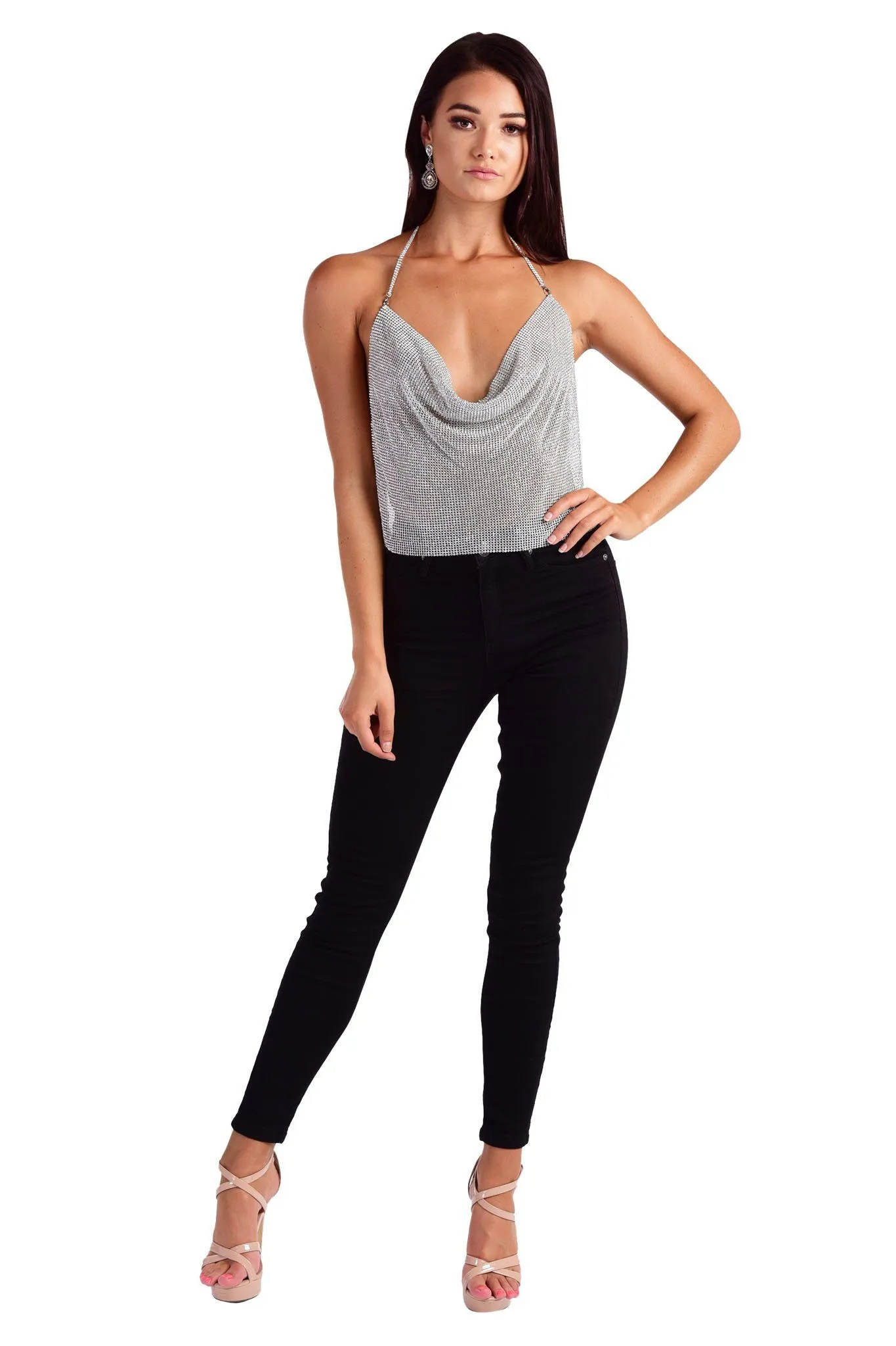 Kendall Diamante Crystal Top - Silver