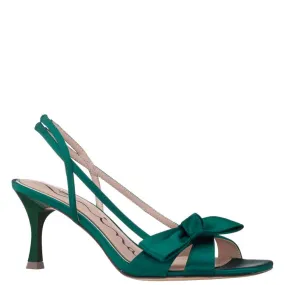 Lizette Heel in Spruce Satin Satin