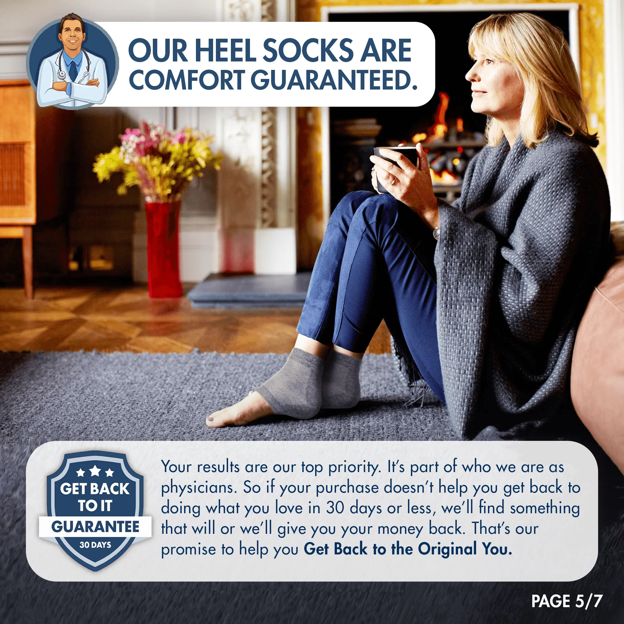 LP-Dr. Frederick's Original Moisturizing Heel Socks - 2 Pairs -- for Dry Cracked Heels