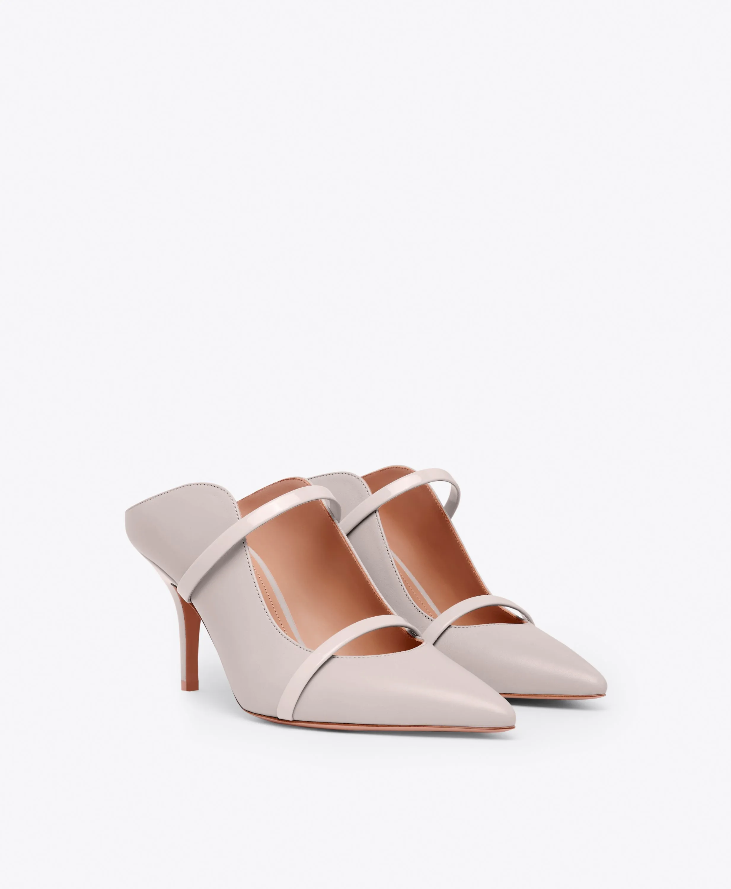 Maureen 70 Grey Leather Mules