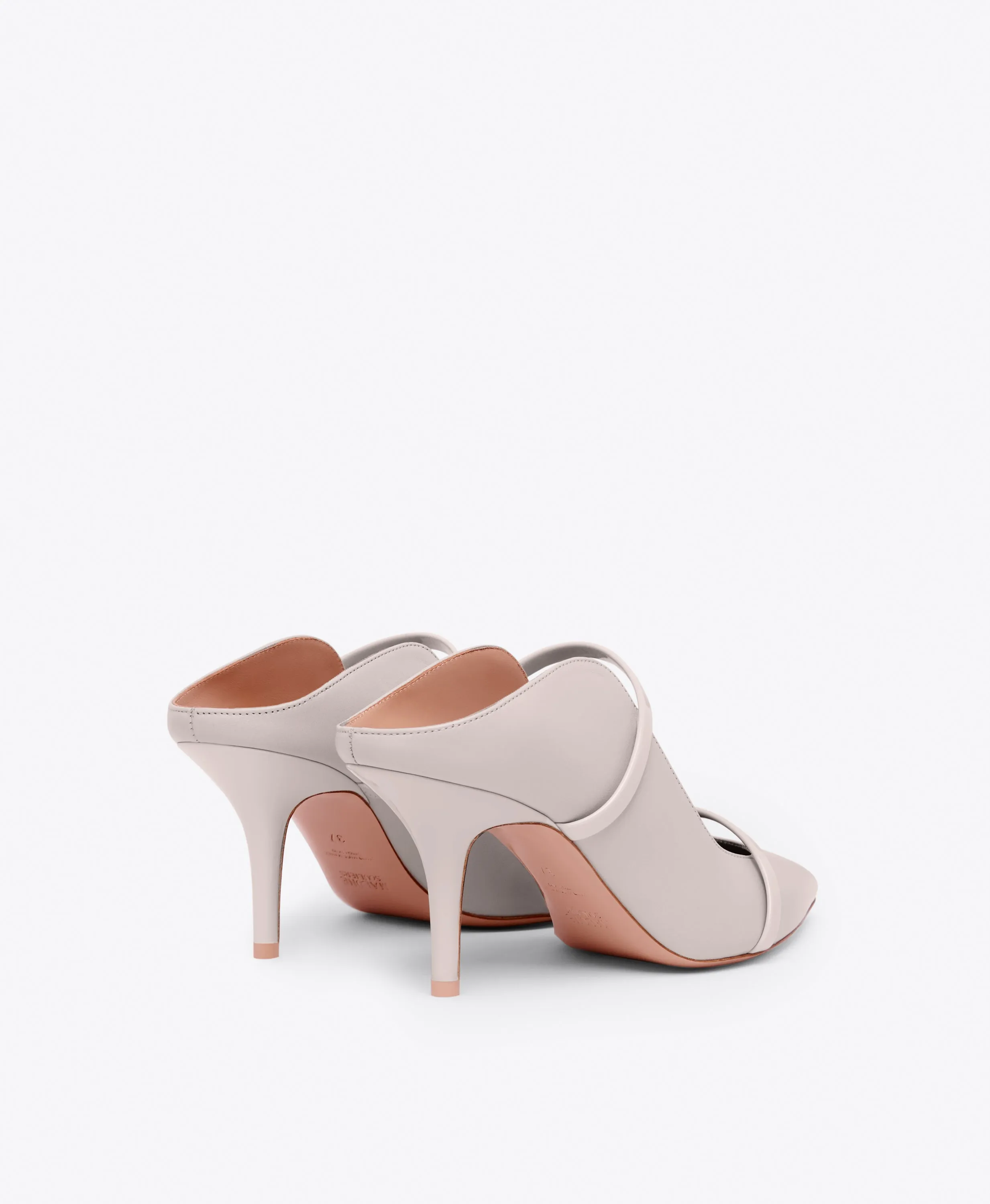 Maureen 70 Grey Leather Mules