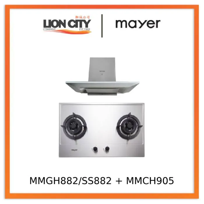 Mayer MMGH882/SS882 Built-In Gas Hob 2 Burners   MMCH905 90cm Chimney Hood