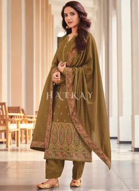 Mehendi Green Embroidery Designer Salwar Kameez