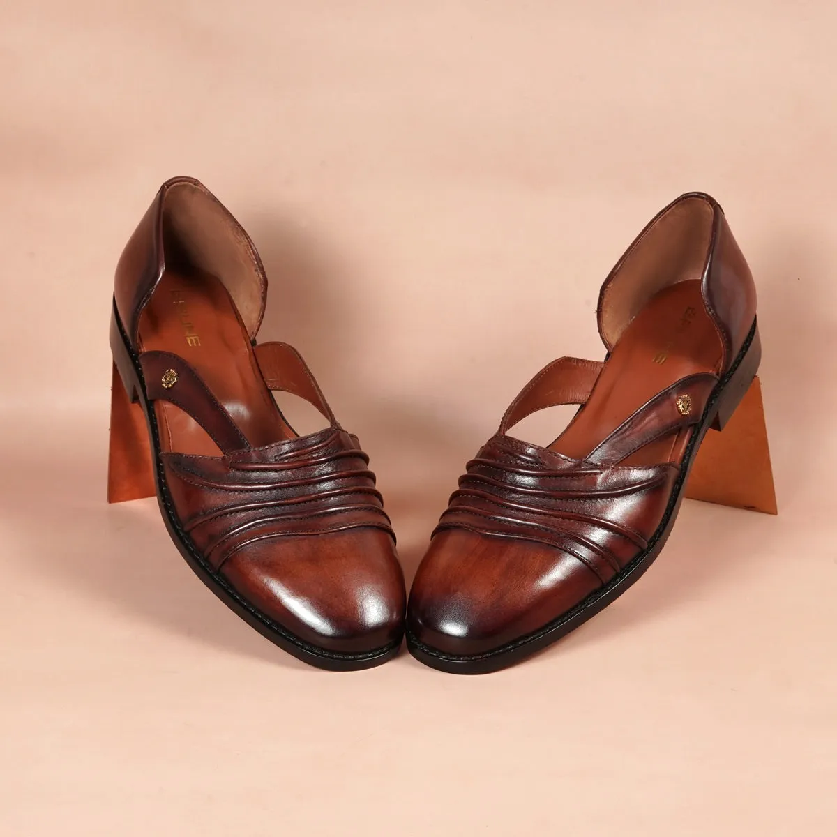 Multi Layered Caligae Peshawari Sandals in Genuine Espresso Leather