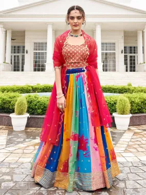 Multicolor Georgette Lehenga Choli Set