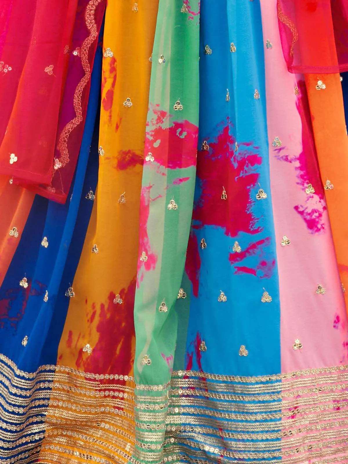 Multicolor Georgette Lehenga Choli Set