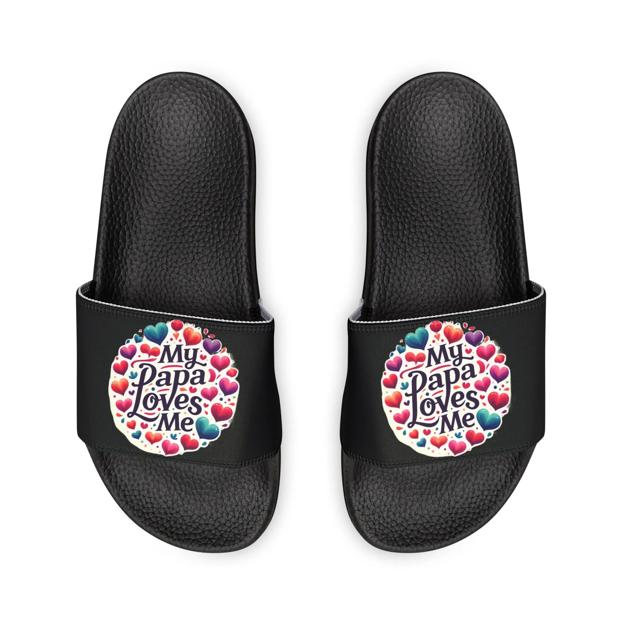 My Papa Loves Me Slide Sandals (Black)