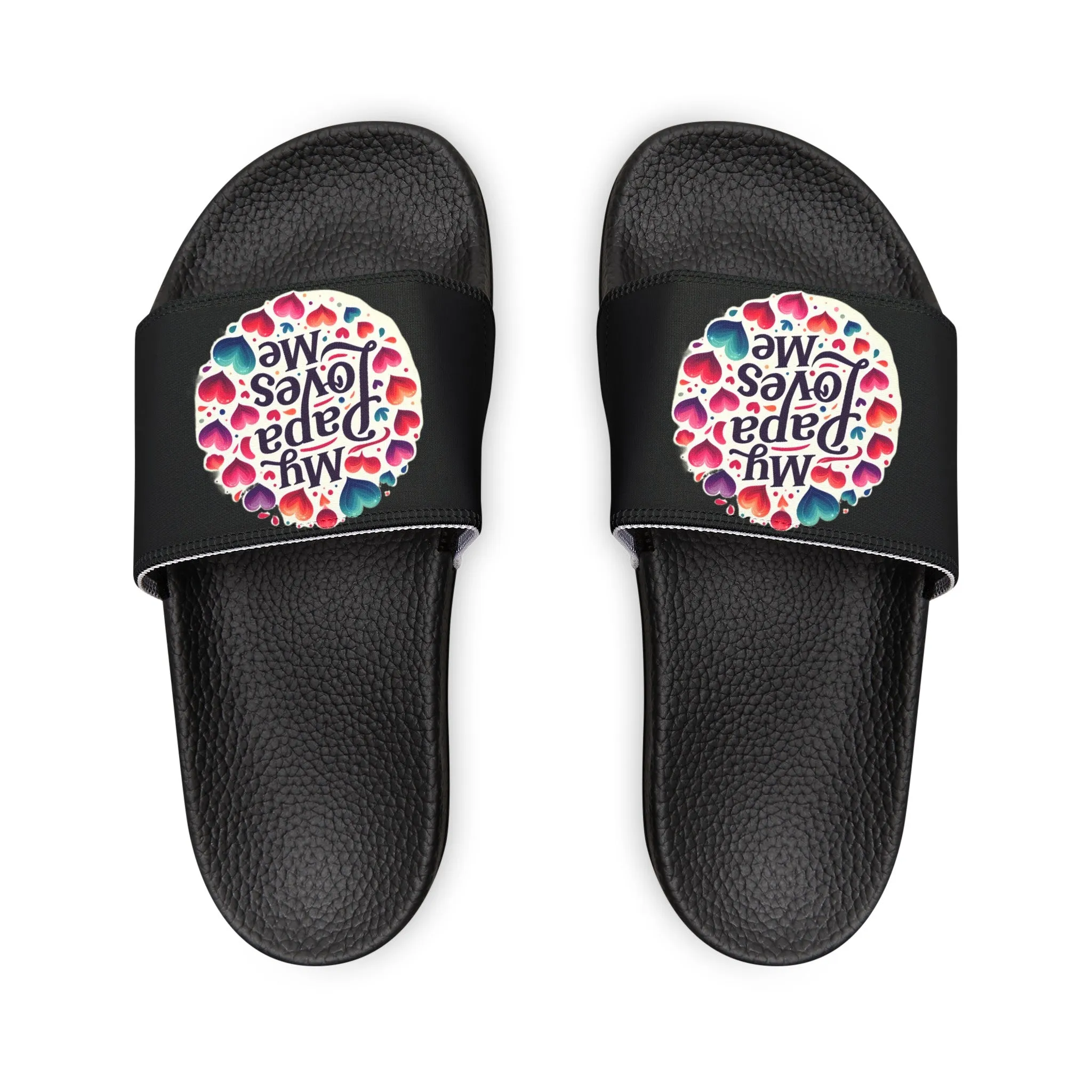 My Papa Loves Me Slide Sandals (Black)