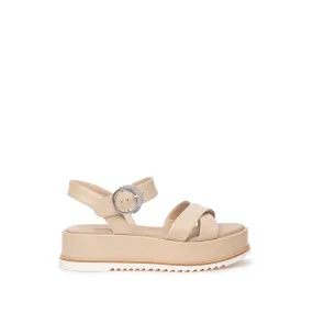 NeroGiardini Nude Leather Platform Sandals