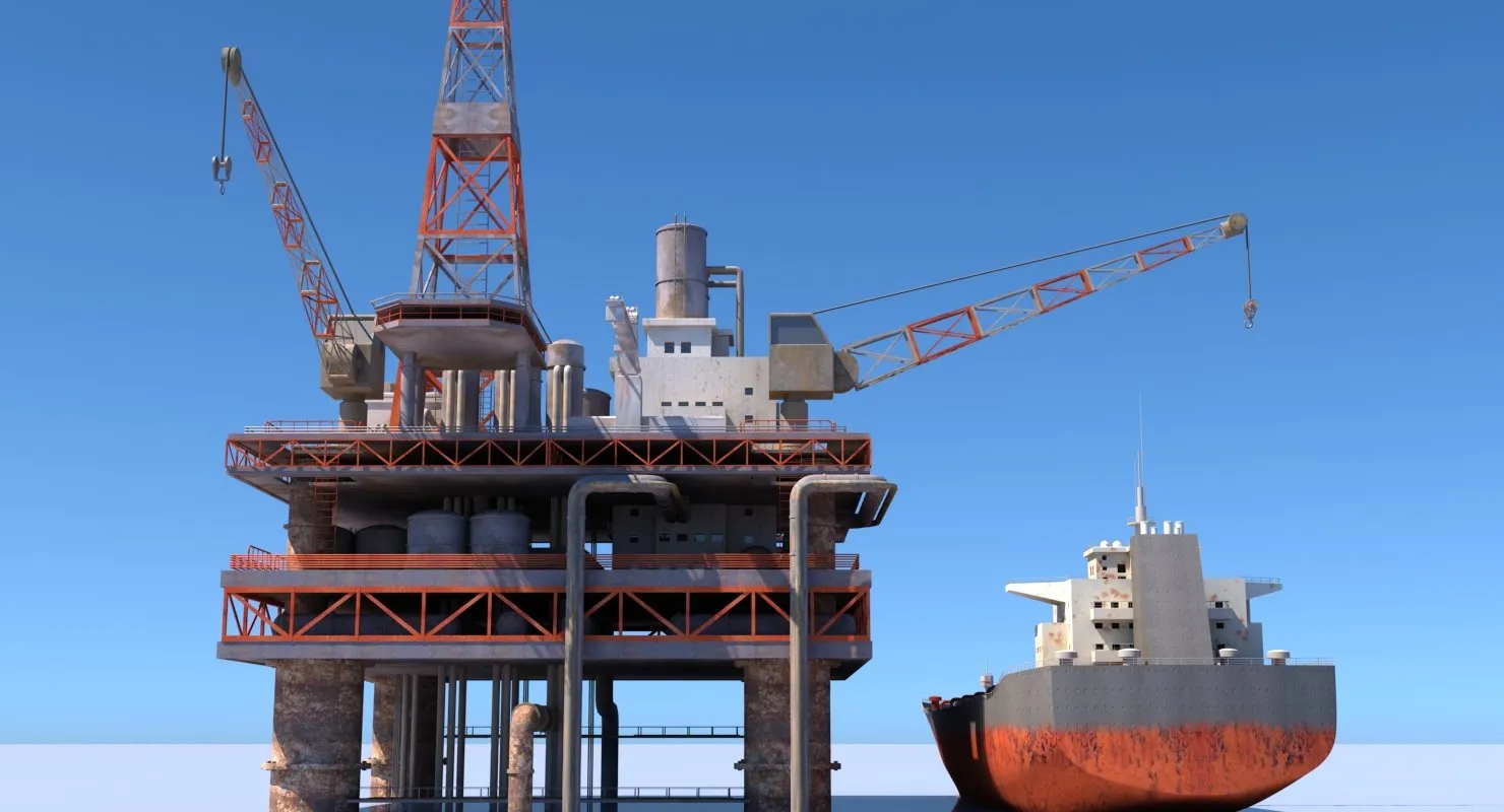 Oil Rig And Tanker