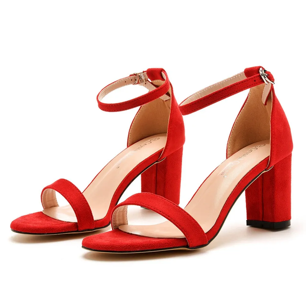 Open Toe Brief ONE-STRAP BUCKLE CHUNKY HEEL SANDALS