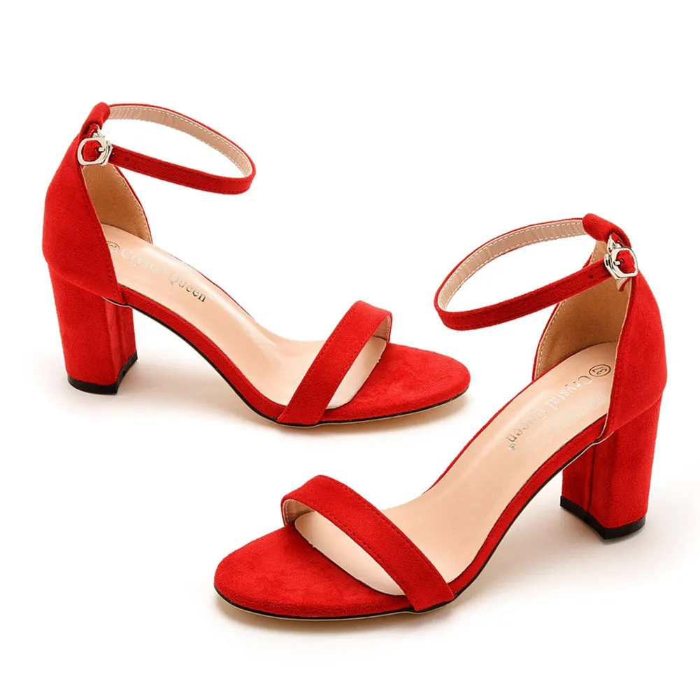 Open Toe Brief ONE-STRAP BUCKLE CHUNKY HEEL SANDALS
