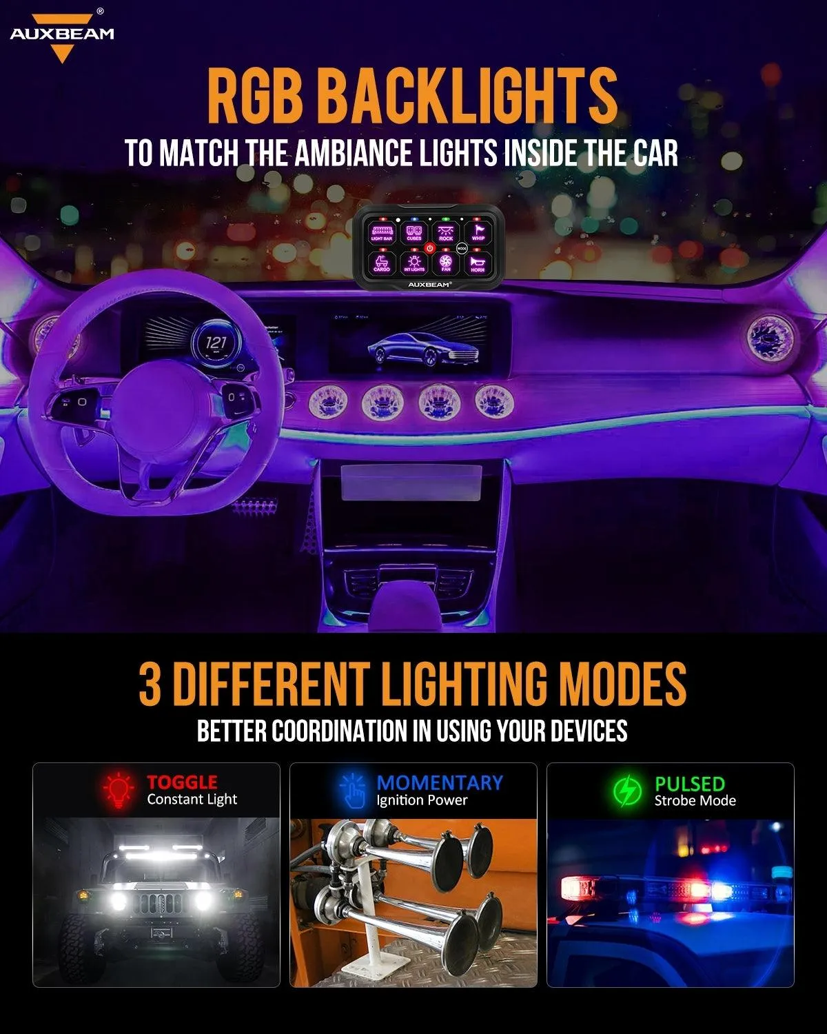 RC Series RC-800 RGB Switch Panel with Remote Control, Toggle/ Momentary/ Pulsed Mode Supported(One-Sided Outlet)