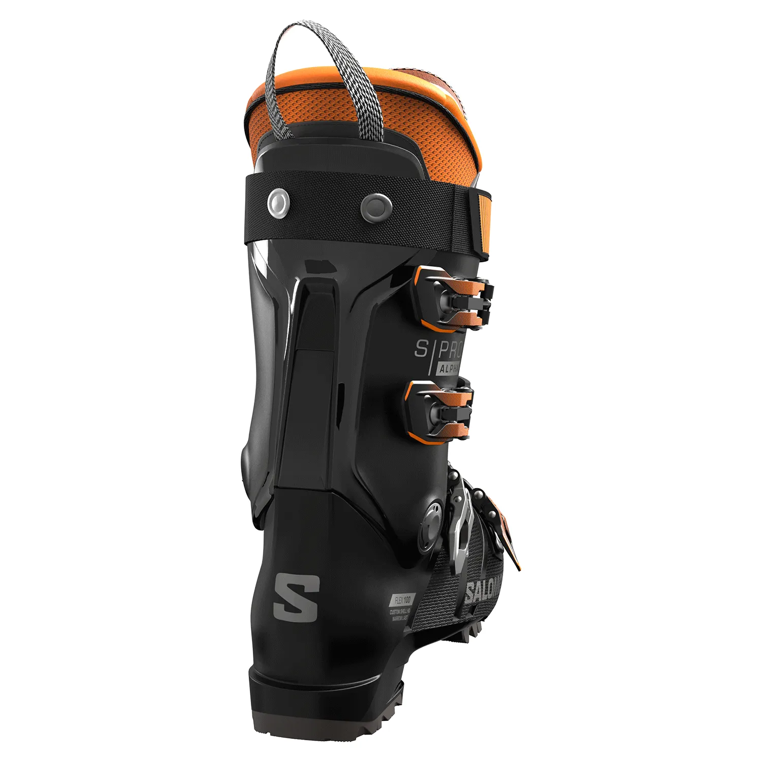 Salomon Men's S/Pro Alpha 100 Ski Boot 2025 Black/Dark Grey Met/Orange Tiger