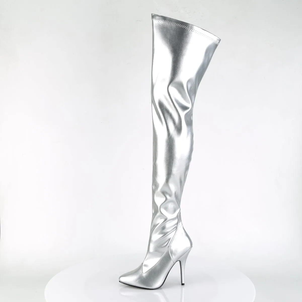 SEDUCE-3000 Silver Stretch Faux Leather