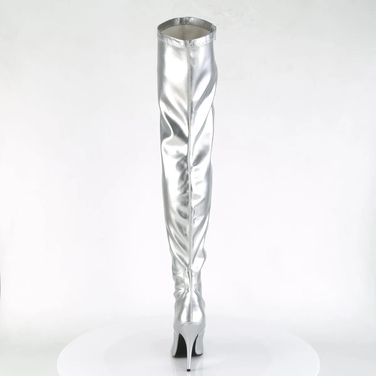 SEDUCE-3000 Silver Stretch Faux Leather