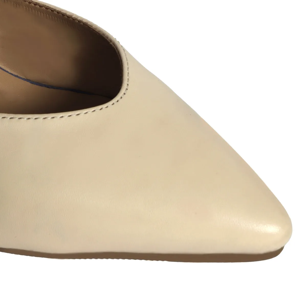 Silhouette Blue Suede Block Heel Buckle Srap Pointed Beige Leather Slingback Sandals By Brune & Bareskin