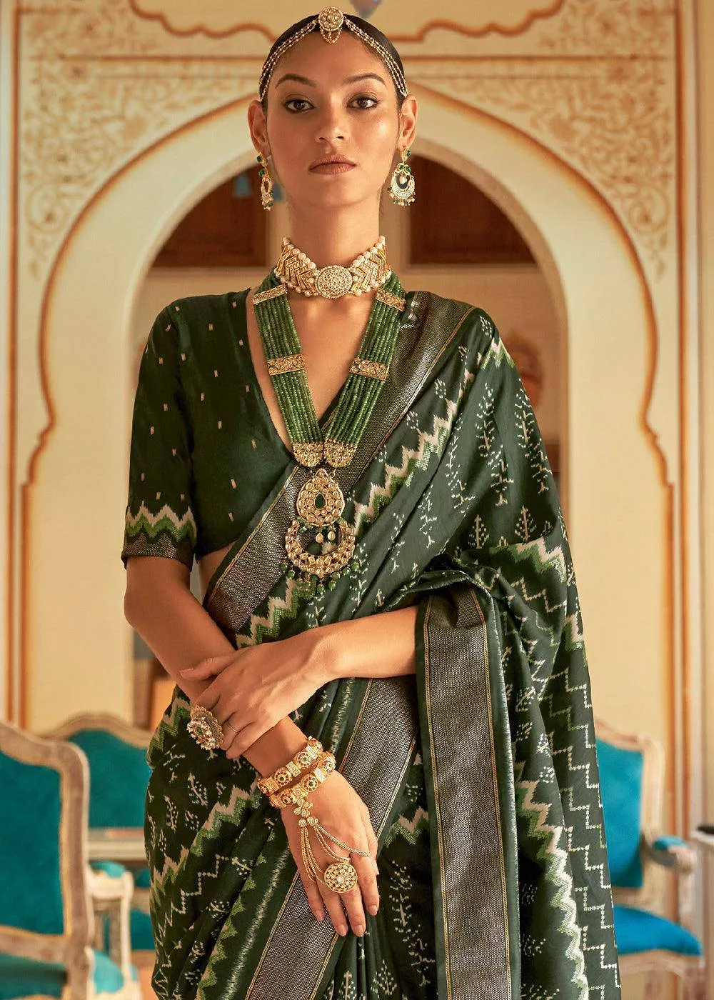 Silk Designer Printed Saree with Stitched Blouse