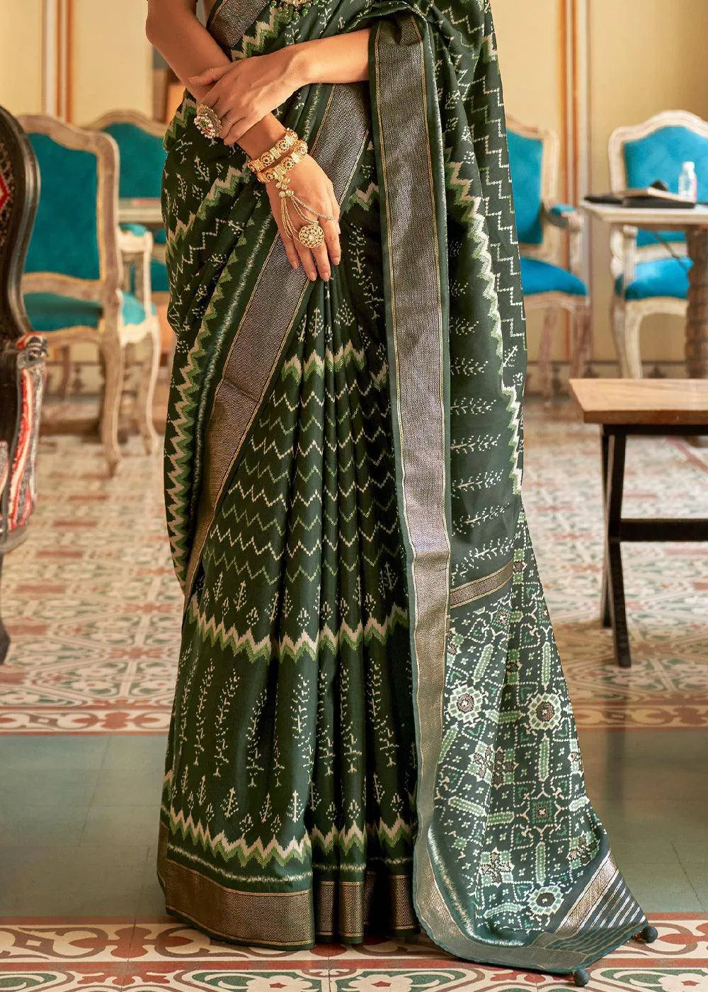 Silk Designer Printed Saree with Stitched Blouse