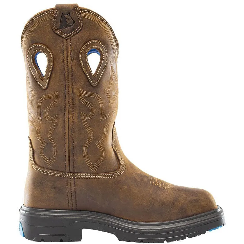 Steel Blue Men's Heeler Met Steel Toe WP Western Work Boot -Brown- 813904