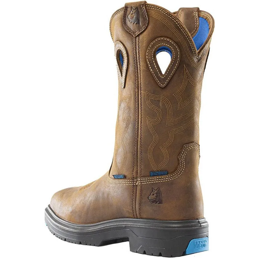 Steel Blue Men's Heeler Met Steel Toe WP Western Work Boot -Brown- 813904