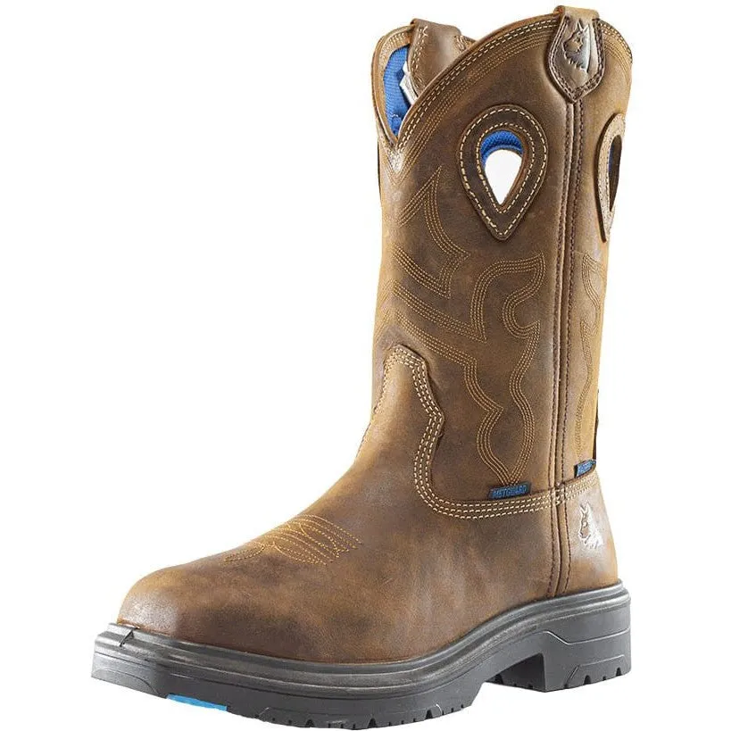 Steel Blue Men's Heeler Met Steel Toe WP Western Work Boot -Brown- 813904