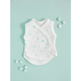 Tiny and Small Organic Cotton Preemie Incubator Vest - Mint Stars
