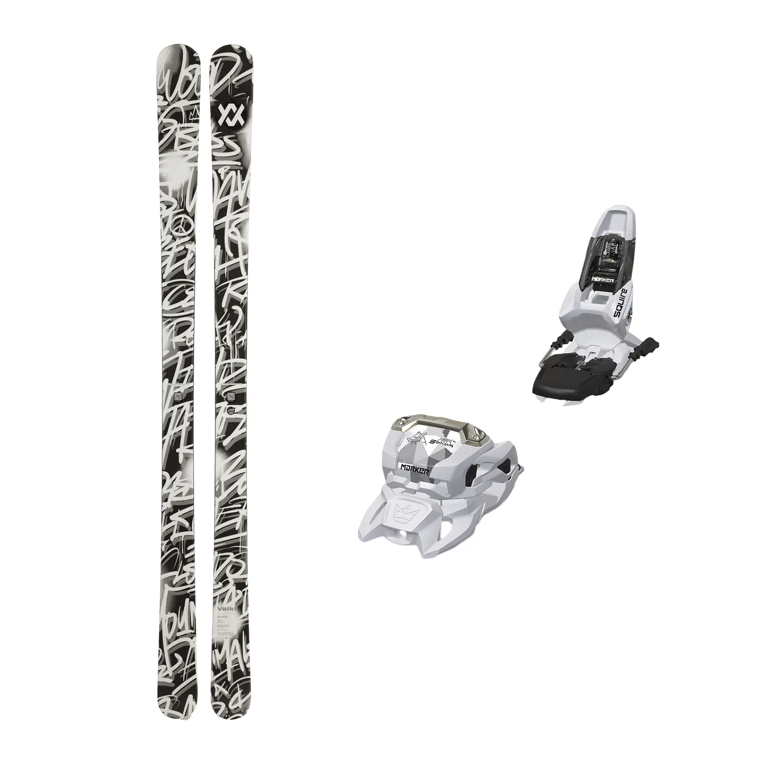 Volkl Revolt 86 Ski 2025   Marker Squire 11 Ski Binding (White) Package