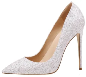 White Glitters Wedding Stilettos Women Pumps Sexy 12cm Cystal Party High Heels