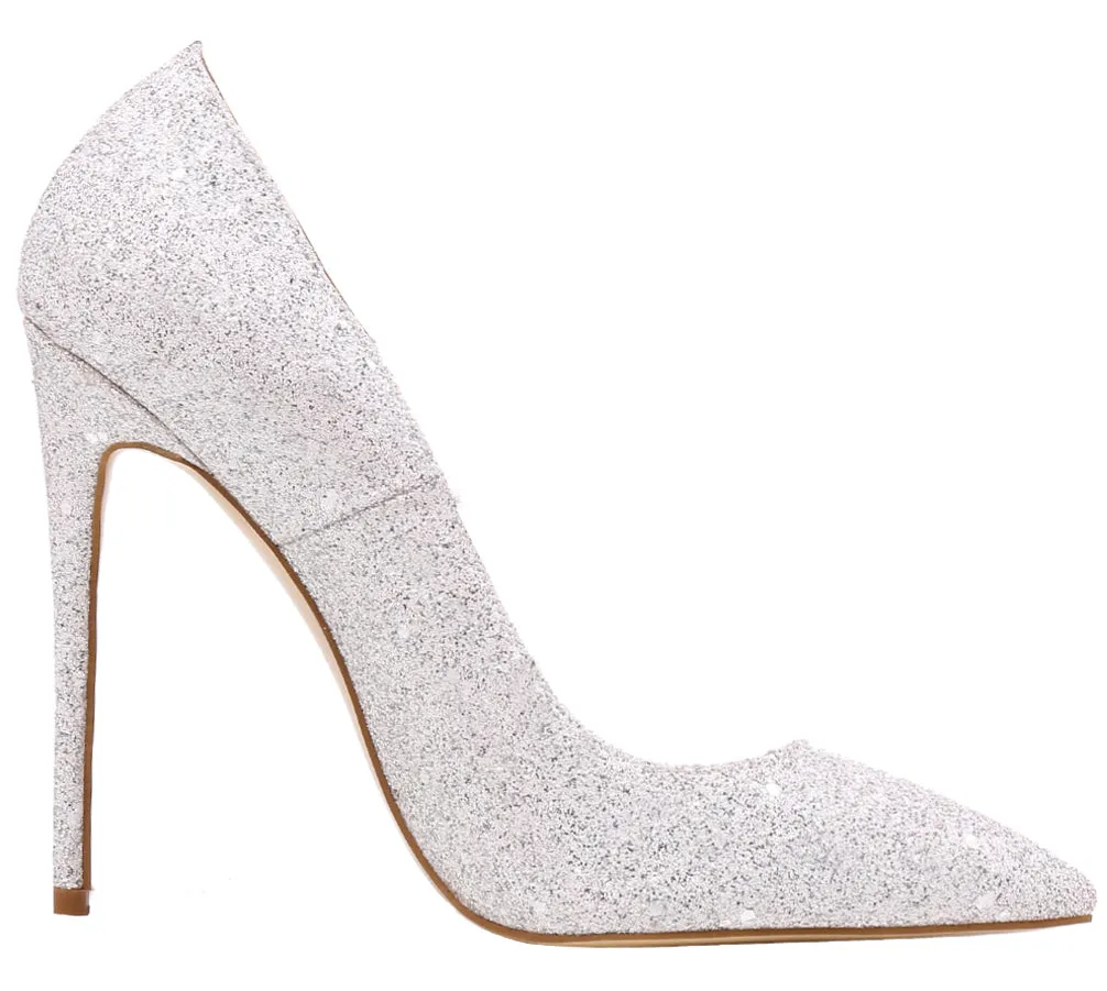 White Glitters Wedding Stilettos Women Pumps Sexy 12cm Cystal Party High Heels