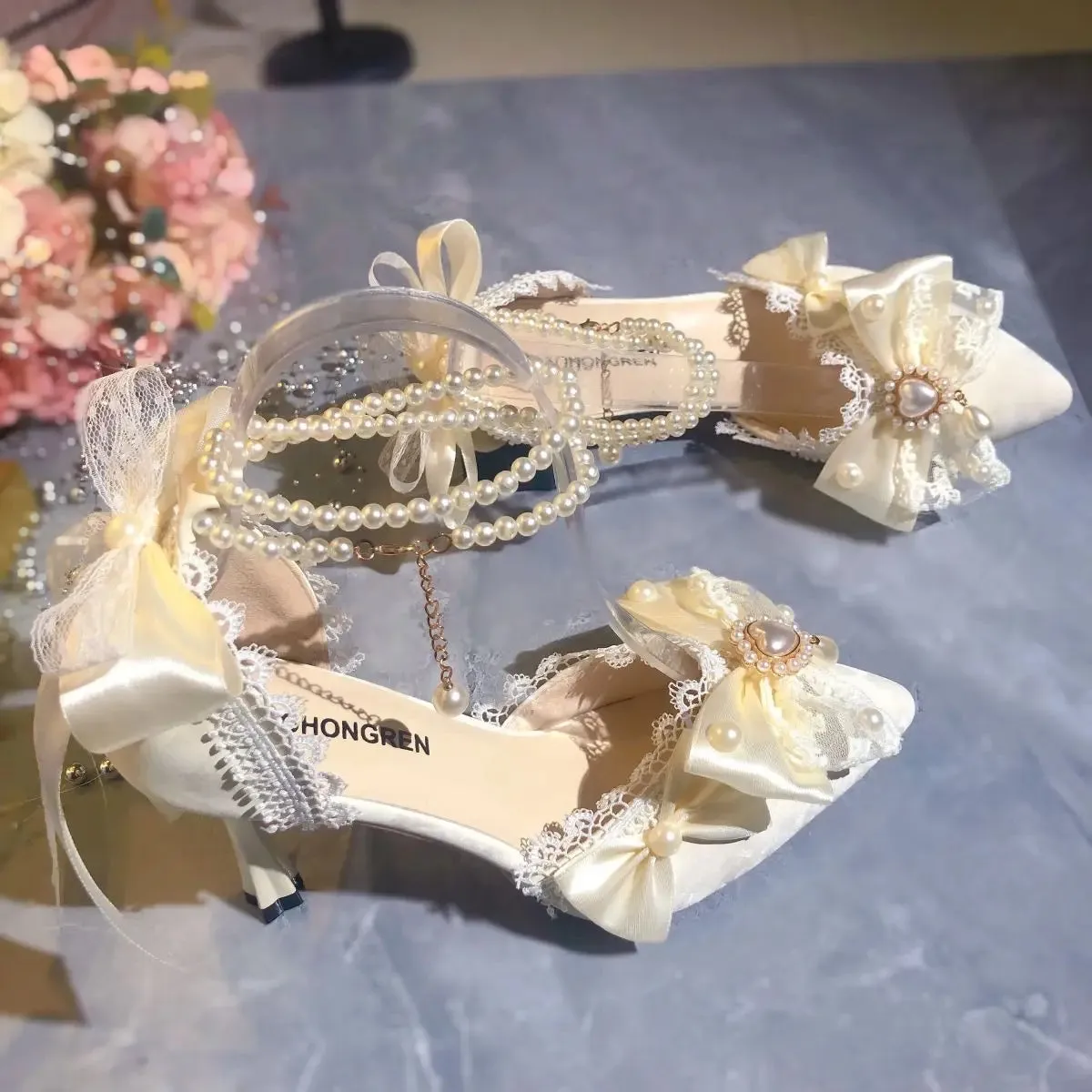Wjczt White Bridal Shoe Wedding Shoes for Women Luxury Designer Mary Jane Elegant Woman Heeled Shoes Designer Heels Y2k Style Shoes