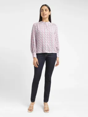 Women's Geometric Band Neck Shirt