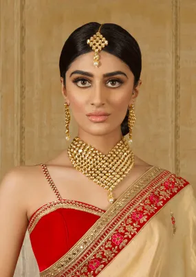 'Zoya', Contemporary Kundan set with Pearl by Oorvi Desai
